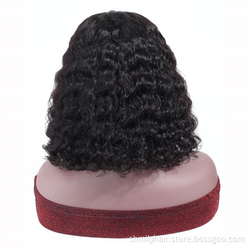 Drop Shipping 4*4 Front Closure Wigs Peruvian Human Hair Lace Short Bob Cut Deep Wave Remy Lace Front Peruvian Human Hair Wig